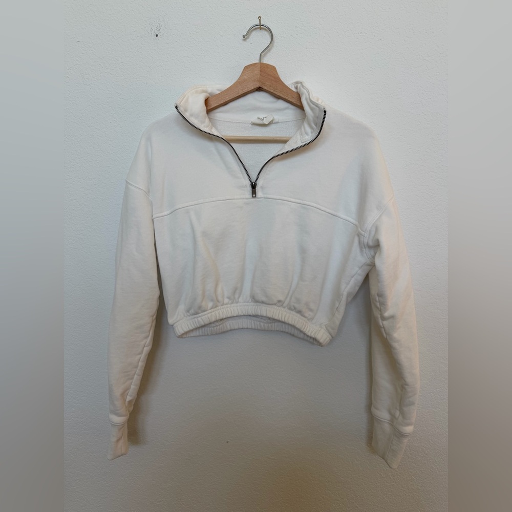 NIA The Brand Cinched Half Zip in White Size XS Crewneck Sweatshirt Athleisure - Picture 2 of 6